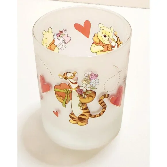 Winnie The Pooh Tigger Piglet VALENTINE'S DAY Frosted Glass Candle Holder 4.25" - Picture 10 of 12